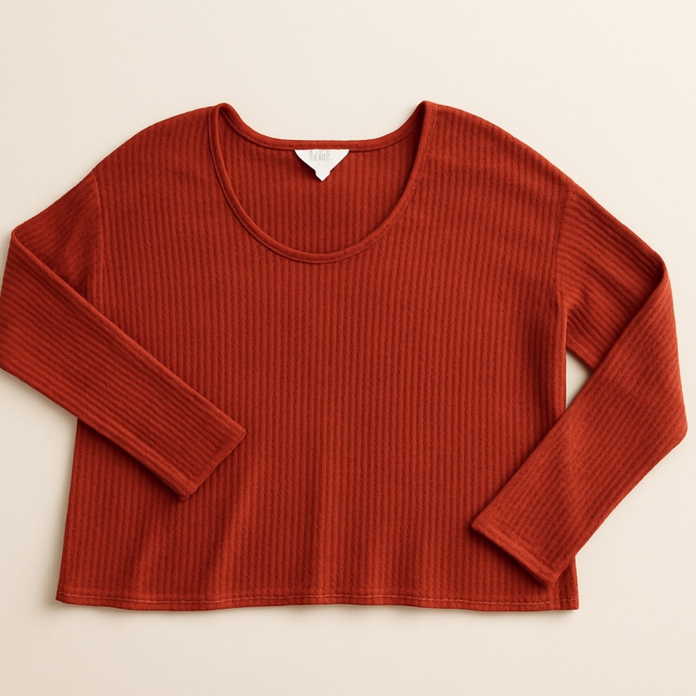 ANTHROPOLOGIE | Sadie & Sage | Rust Ribbed Knit Top medium oversized fit